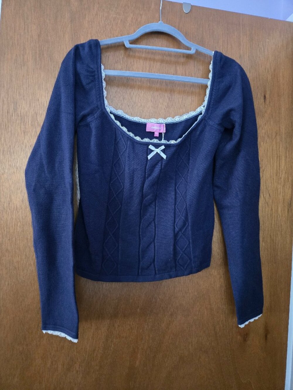 NWT Edikted Ansley Lacey Cable Knit Top